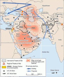 Graphic depiction of US military involvement in the Middle East